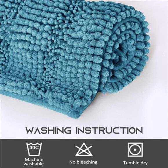 Bathroom Rugs Slip-Resistant Absorbent Soft and Fluffy Thick Striped Bath Mats - Picture 6 of 6